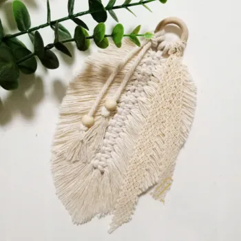 

Macrame Home Decoration Accessories Feathered Charm Car Wall Hanging Bohemian Hand-woven Tapestry Boho Decor
