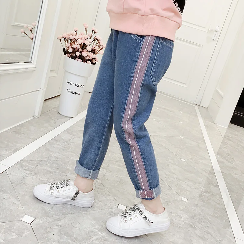 

CHILDREN'S Jeans 2019 Spring Clothing New Style Korean-style Girls Big Boy Fashion Western Style Pants Children Blue Crawler