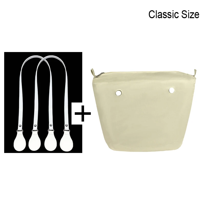 1set 85cm Long Microfiber Leather Handles with Canvas Floral Insert Inner Pocket for Classic Mini Obag O Bag Women Handbag 