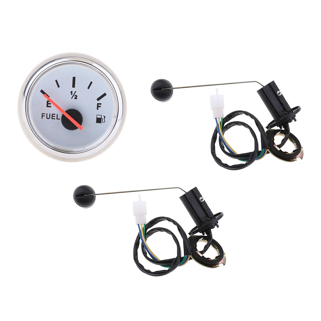 MagiDeal 3 x Boat Marine Fuel Level Gauge LED +fuel guage level sensor White