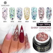 SAVILAND Супер Блестящий Алмазный Гель-лак для ногтей Алмазные блестки УФ светодиодный впитывающий гель покрытые лаком ногти дизайн салона