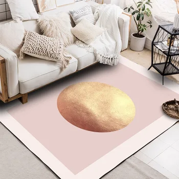 

Nordic luxury fashion modern golden planet carpet Bedside mat plush bedroom living room doormat custom made non-slip floor mat
