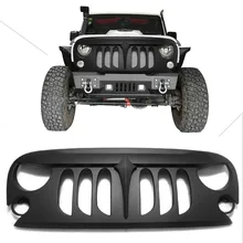 Авто матовая Черная передняя решетка сетки гриль для Jeep Wrangler JK 2007 2008 09 10 11 12 13 14 15 дикий кабан стиль
