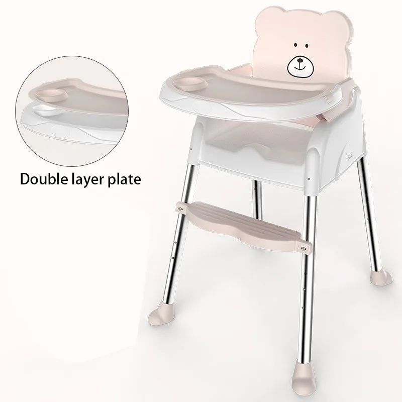 Предохранение от безопасности Роскошное Качество Кормление едят ребенок стул стульчик Регулируемый с столом многофункциональное пластиковое детское сиденье - Цвет: white plate