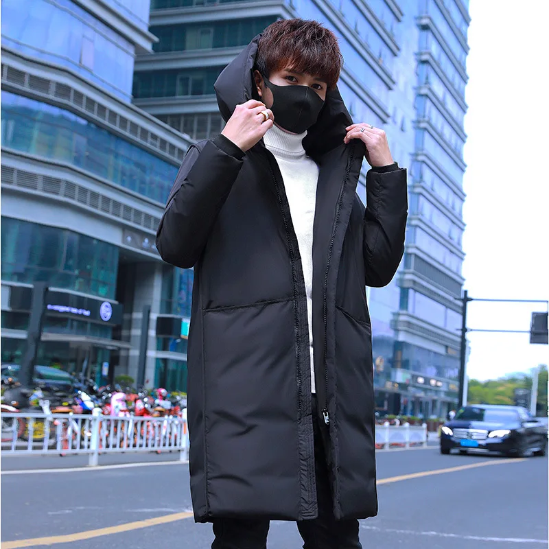 

Men's winter jacket new style slim body plus velvet hoodie long sleeve padded jacket loose casual personality youth men's wear