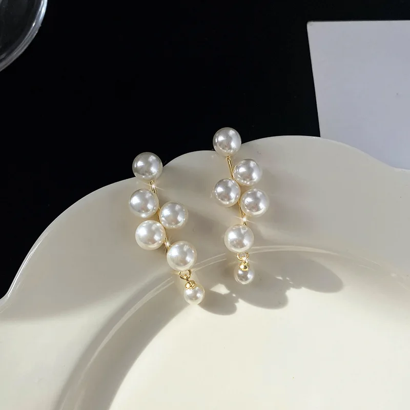 Women Long Dangle Crystal Simulated Pearl Tassel Drop Earrings dangle earrings,drop earrings,long earrings,crystal earrings,crystal tassel earrings