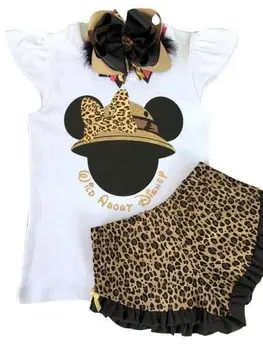 

Casual Kids Baby Girl Outfits Spring Summer Clothes Ruffles white Tops and Leopard Pants 2Pcs Kids Girl Sets 0-4Y