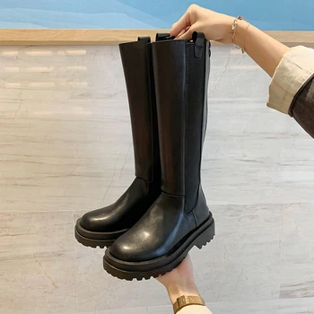 

Knee High Boots Platform Women Knight Motorcycle Boots Black Chunky Long Boots Women Punk Shoes 2020 Zapatos Mujer