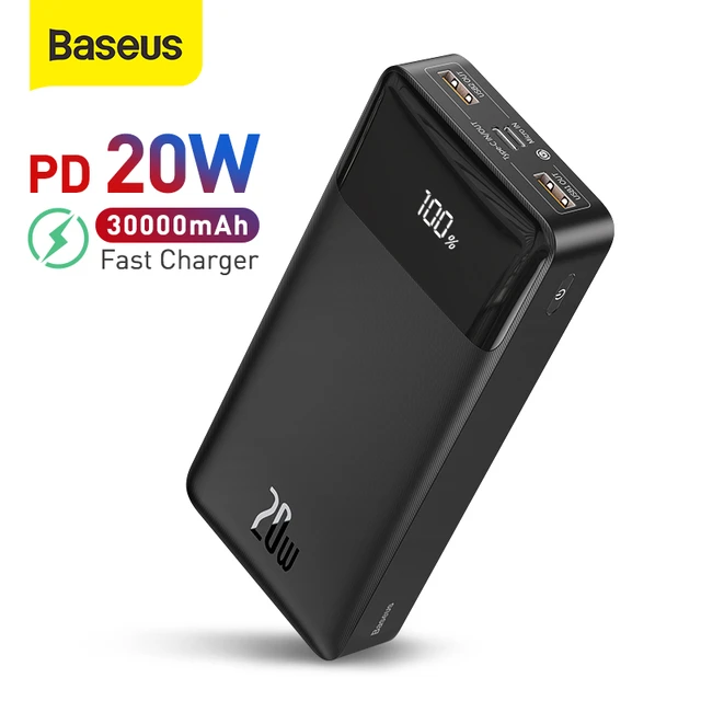 Baseus 30000mAh Power Bank PD 20W ricarica portatile caricabatteria esterno  Pack 20000mAh Powerbank per iPhone Xiaomi PoverBank