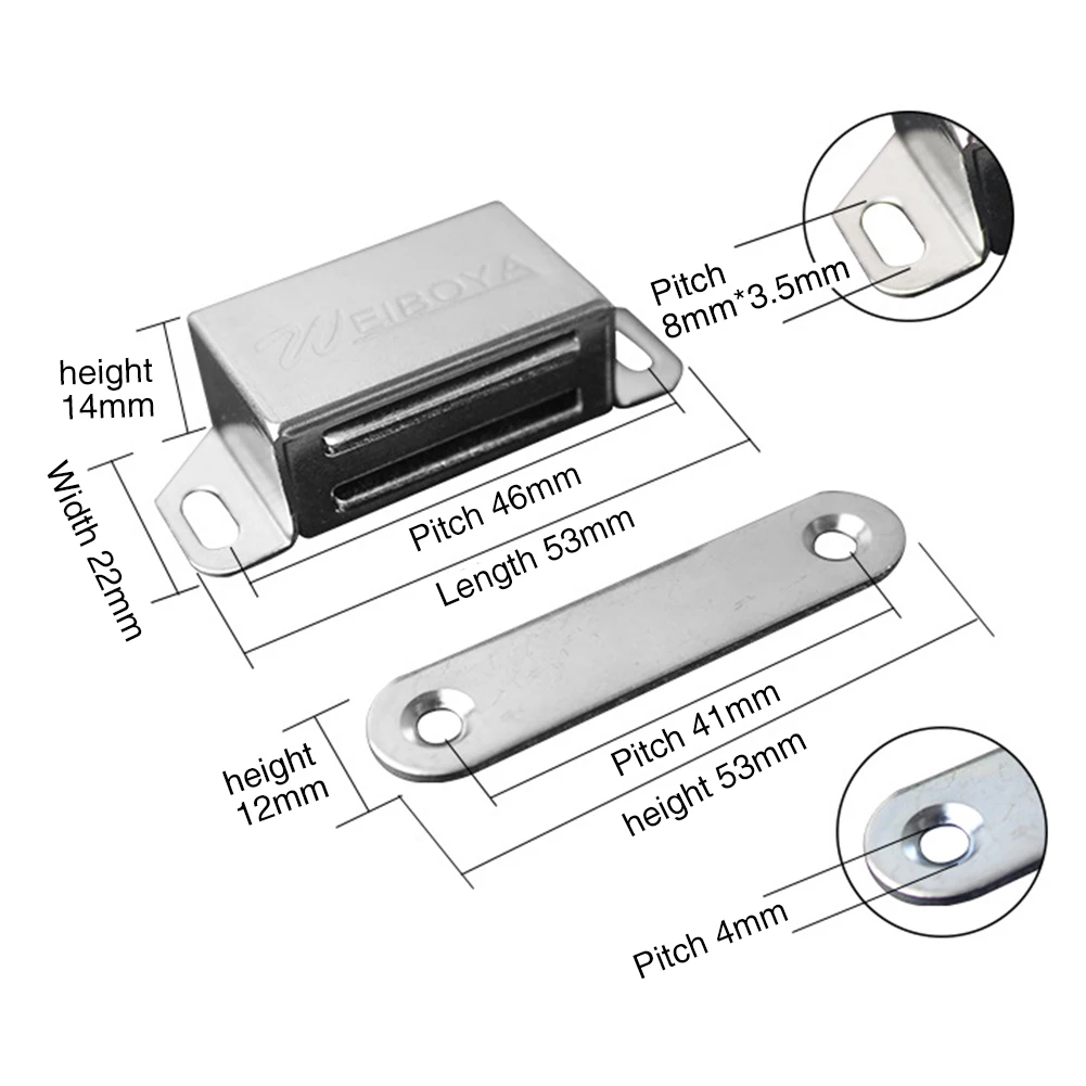 4 шт. сверхмощная защелка для шкафа с винтами защелка для шкафа с магнитным замком для кухонной двери мебель для дома из нержавеющей стали