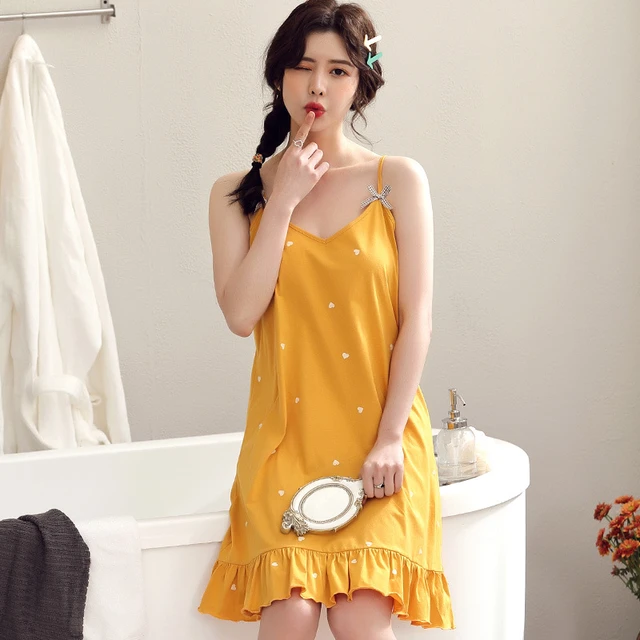 Women's Soft Nightdress With Built In Bra Solid Color Sleeveless Loose Fit  Casual Homewear With Chest Pad Sleepwear