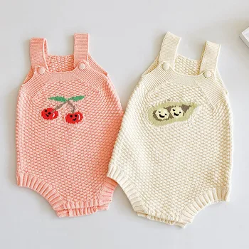 

Spring Autumn Baby Boys Girls Rompers Baby Clothes Bodysuit Fruits Printing Knit Rompers Infant Boys Girls Vest Rompers