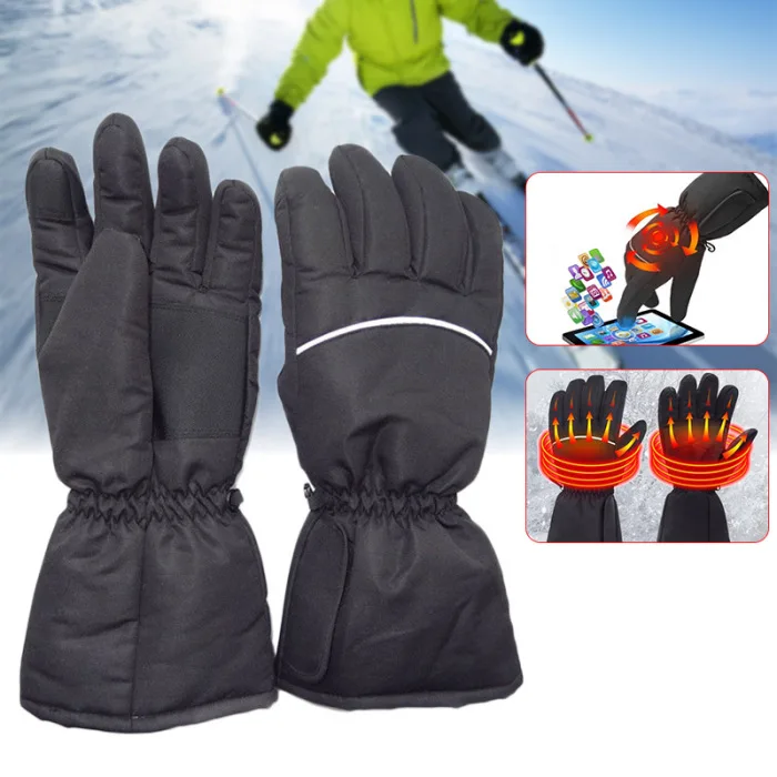 1 пара, зимние теплые перчатки с подогревом, ветрозащитные лыжные перчатки с электрическим подогревом, FOU99