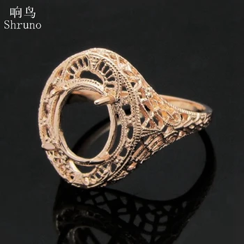 

Shruno Vintage Style Sterling Silver 925 Oval Cut 10x8mm Semi Mount Engagement Wedding Ring Fine Jewelry Prong Setting