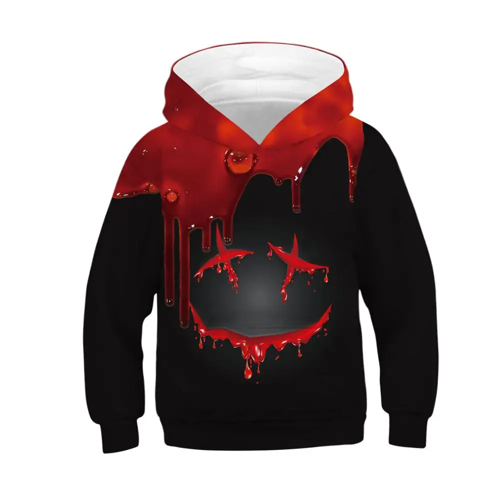 Corpse Bride Cartoon Sweatshirt Hoodie Pumpkin Skull Printed Long Sleeve Kids Hoodies for Girls Boys Pocket Hooed Children Coat - Цвет: Красный