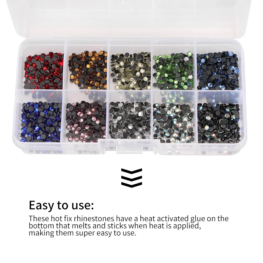 Mixed Box Sets of Hot Fix Iron On Rhinestones