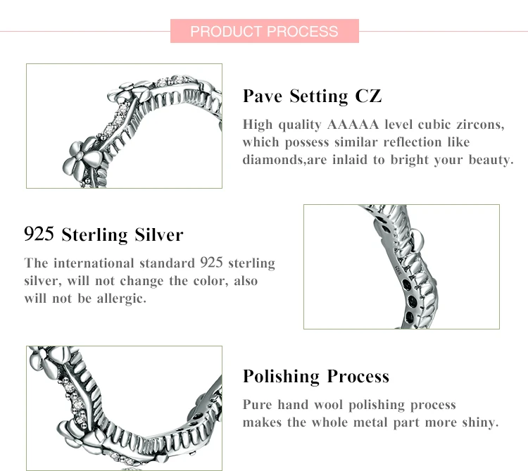 Modian Statement Finger Rings Fashion 3 Color Flower 925 Sterling Silver Stackable Charm Ring For Women Accessories Jewelry Gift