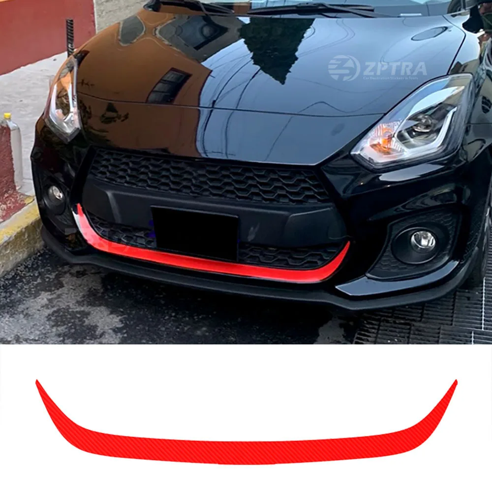 Для-Suzuki Swift Sport Углеродные черные передние губы полосы Декор решетка Автогонки