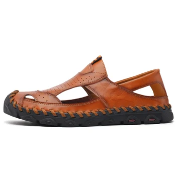 

masculino transpirables leather safety hombre cuero sandalia 2019 playa beach sandalsslippers sandalle fashion masculina de ete