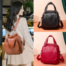 

Multifunction Women's Backpack Brand Designer Pu Leather Backpack Small Travel Back Pack Female Shoulder Bag Vintage School Bags