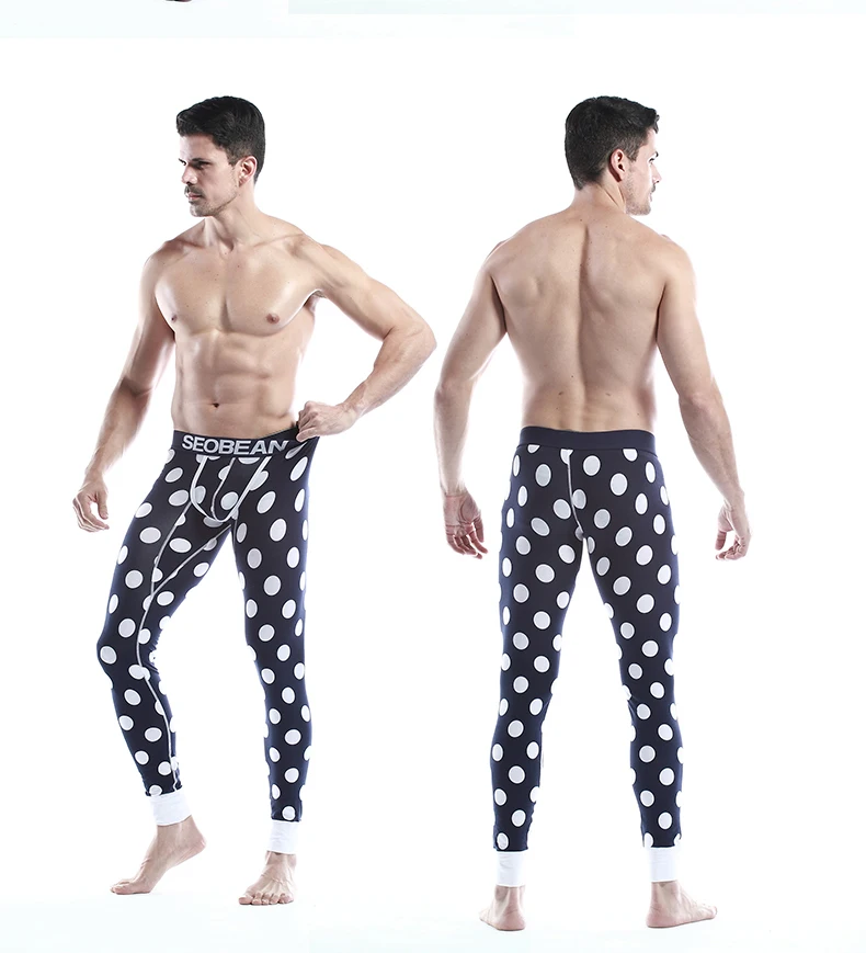 Description Picture 3 of itemFashion Men Thermal Long  Johns Printed Man Cotton Elastic Leggings Male Underpants Thin Underwear Leggins Slim Long Tights XL
