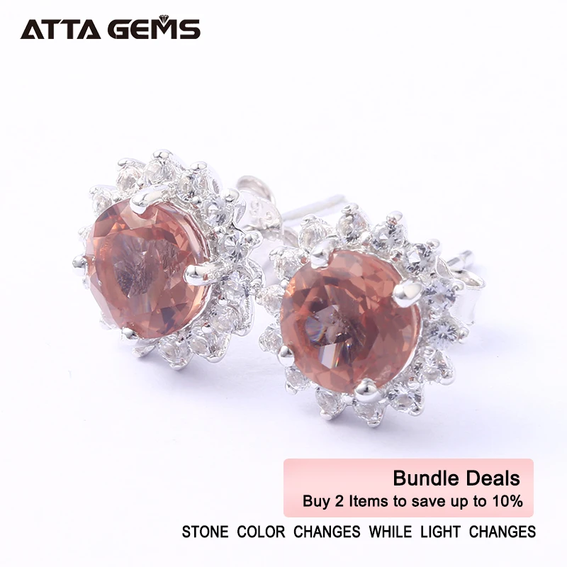 Cena Sultanite kolczyki sztyfty ze srebra wysokiej próby dla kobiet 2 karaty stworzone Diaspore srebro kolczyki klasyczny romantyczny styl