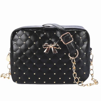 

2020 New Summer Fashion Women Messenger Bags Rivet Chain Shoulder Bag PU Leather Crossbody Quiled Crown Bags