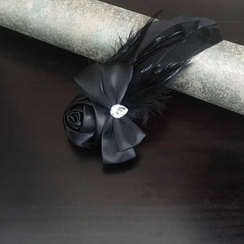 No BOX Brooches Мужской Женский Галстук лента булавка брошь бижутерия свадьба костюм рубашка куртка пальто Стразы перо броши в форме цветка розы корсаж - Цвет: No BOX Brooches