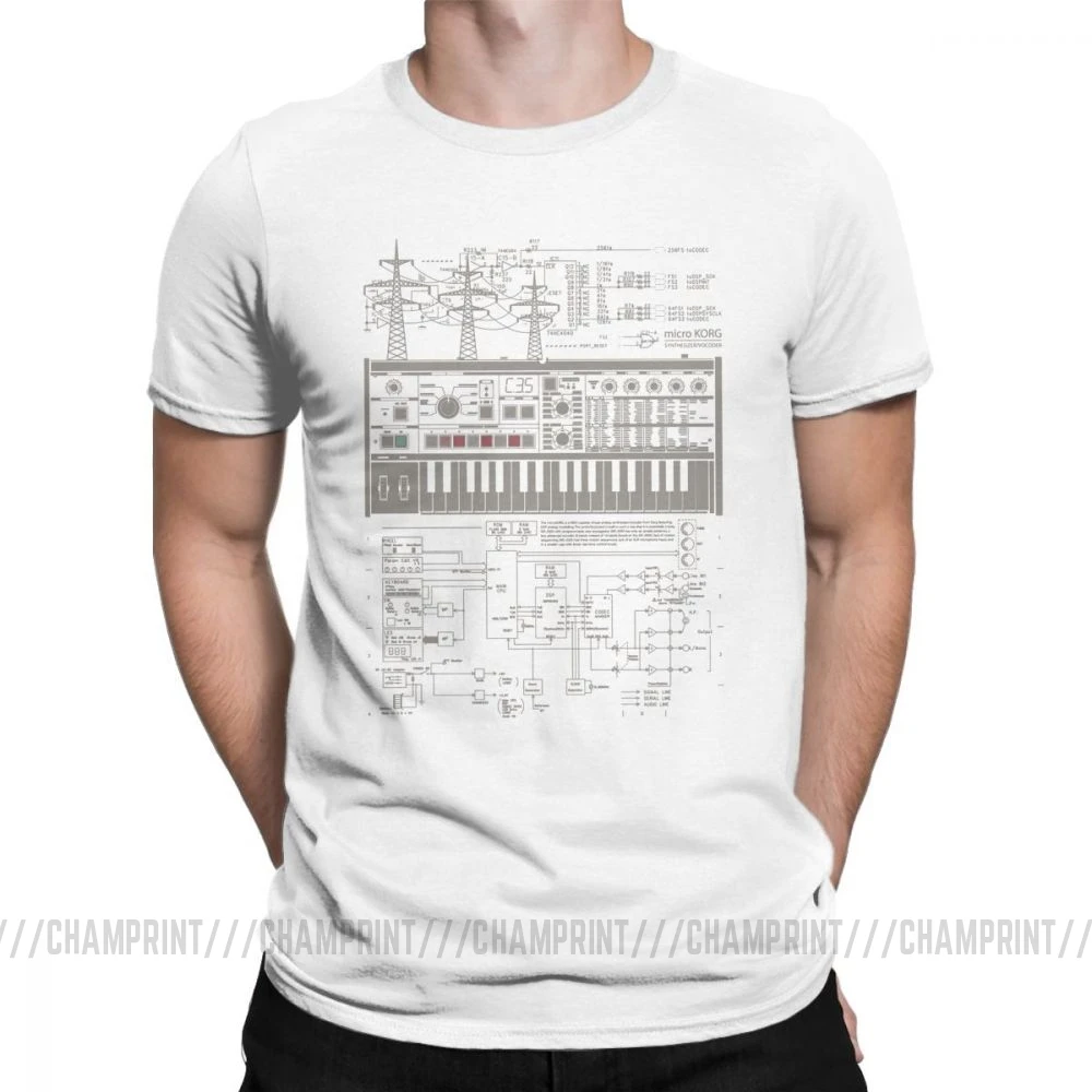 Microkorg промышленные футболки мужские Synth Synthesizer Techno с коротким рукавом винтажные