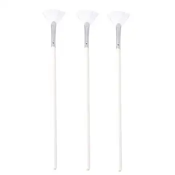 

3pcs Mask Brushes Long Wooden Handle Durable Fan Shaped Premium Makeup Brush Mask Brush for Trip Home Travel