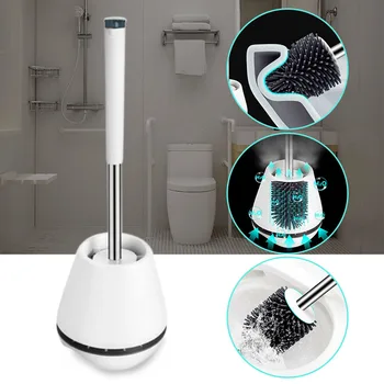 

Toilet Brush Silicone Steel Soft Bristle Base Holder Bathroom Lavatory Cleaning Set Accessories Anti-impact Anti-drop