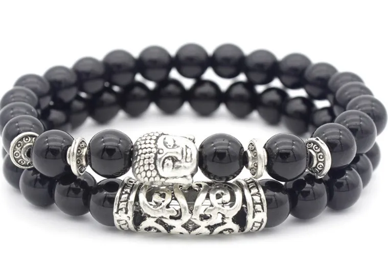 8 Millimetri Buddha Jr3 Bianco Howlite Yoga Filo Elastico Regolata Glassato Turchese Nero Lava Vulcanica Pietra Braccialetto Di Perline Braccialetti