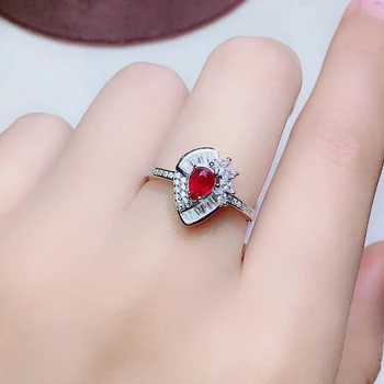 

Per jewelry Natural real ruby or sapphire or emerald small luxury ring Free shipping 0.45ct gemstone 925 sterling silver Q204264