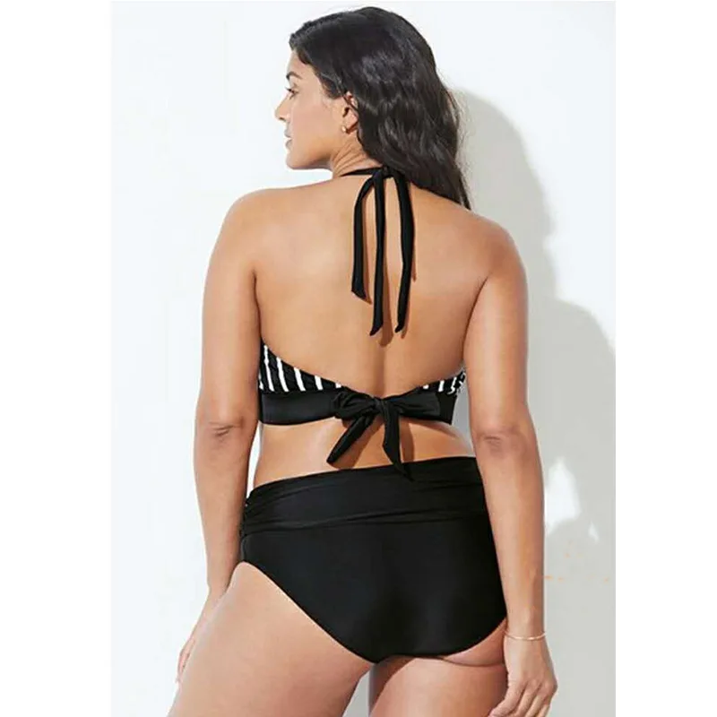 

2020 Large Size Bikini Sexy Stripes Two-piece Swimsuits Women's Europe And America Swimwear
