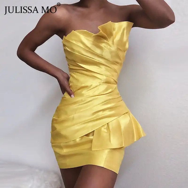 satin wrap bodycon dress