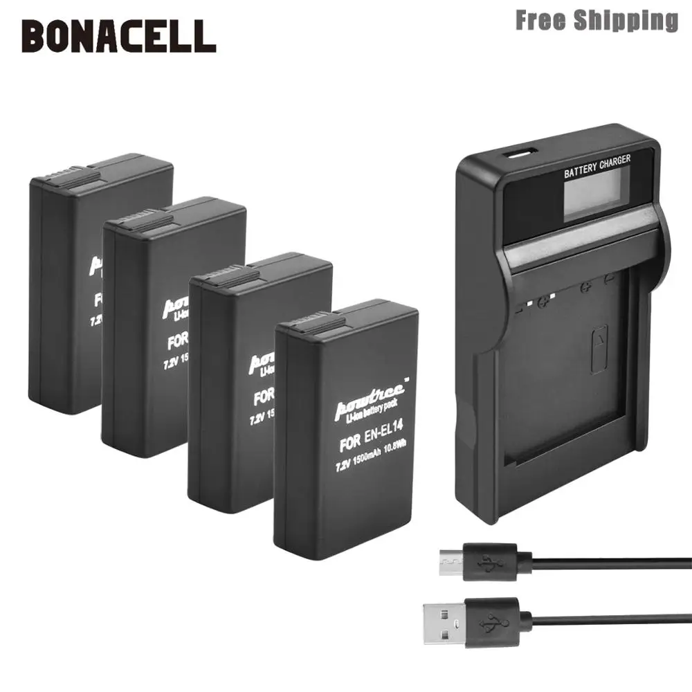 Устройство зарядное Bonacell на 1500 мАч для Nikon P7800 P7700 P7100 P7000 D5500 D5300 D5200 D3200 L50|Цифровые