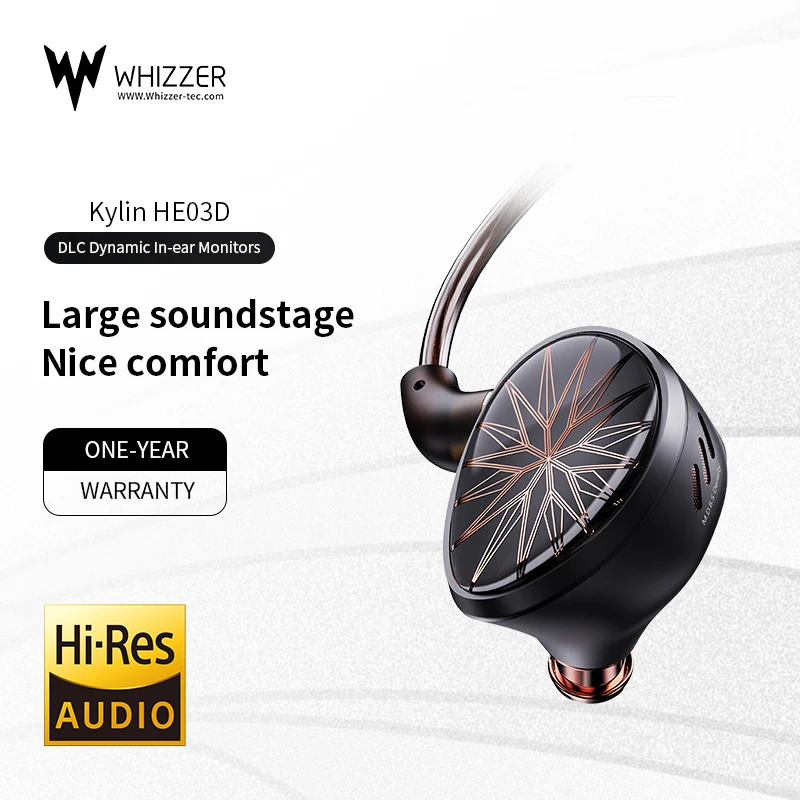 Динамические Внутриканальные наушники Whizzer Kylin HE03D DLC Hi-Fi аудио с iem басовым звуком