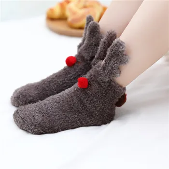 

KingDeng Warm Ankle Socks For Kids Winter Baby Warm Socks Boots For Home Girl Cute Animal Cartoon Sock Harajuku Coral Fleece