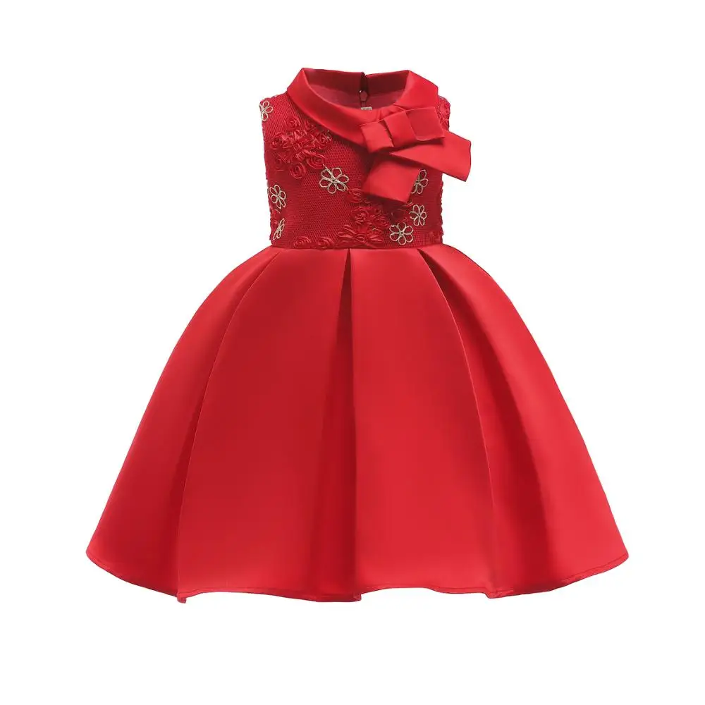 Платье без рукавов с вышивкой для девочек детское красное платье без рукавов платье для свадебной вечеринки Рождественская одежда для