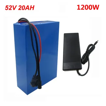 

1000W 52V 20AH Electric Bike battery 14S 52 V Lithium 18650 bateria pack akku with 30A BMS 58.8V 2A charger free shipping