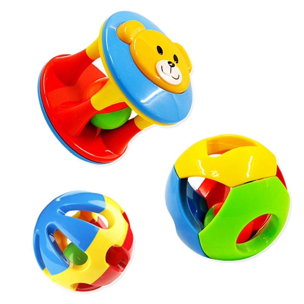 Baby Rattle Ball Toys Set 3 Pcs Infants Shaking Bell Developmental