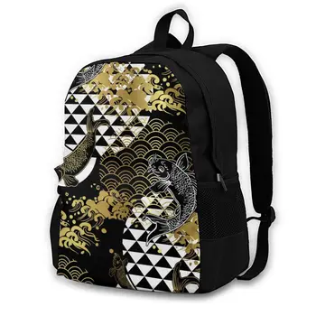 

School Backpack for TeenagesBackpack Leisure Rucksacks TravelJapanese Koi Fish Wave Water Circles daypa