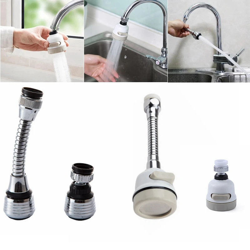 

360 Degree Rotate Kitchen Shower Faucet Aerators Rotatable Bubbler Faucets Head Extender Water Saving Tap Nozzle Adapter Sink