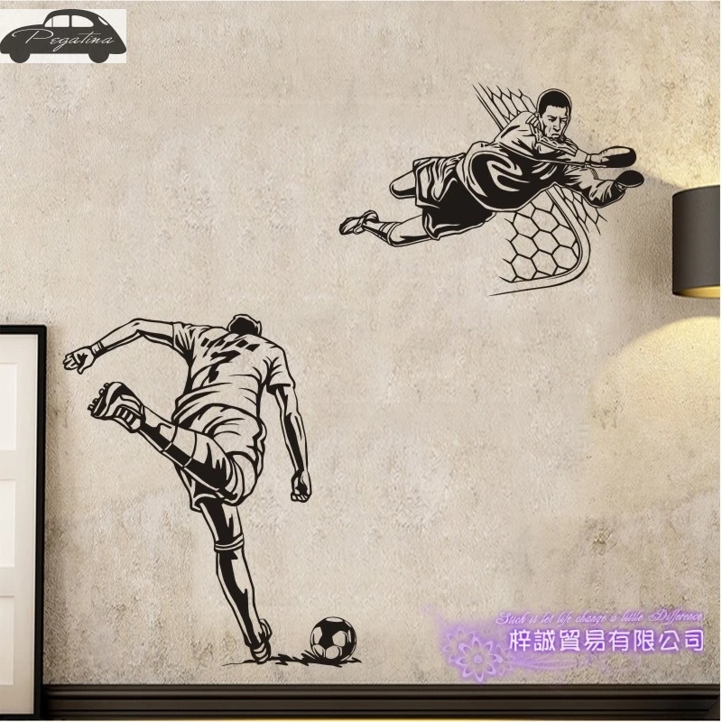 Наклейка на стену с изображением футболиста Спортивная наклейка для детской