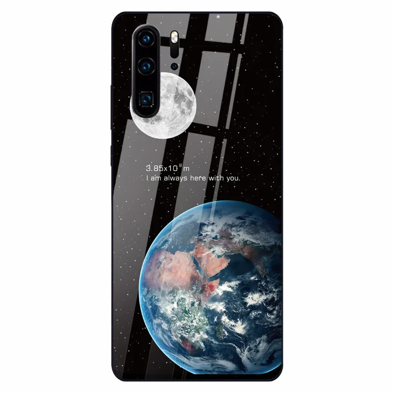 02 Черный Moon чехол для телефона Huawei Honor 9 10 Lite mate 20 P20 P30 Lite для P Smart Z Nova 3 Honor 8X закаленное стекло Чехлы Fundas - Color: 02