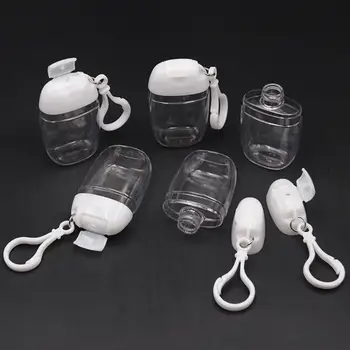 

5Pcs 30ml Plastic Empty Hand Sanitizer Travel Size Holder Hook Keychain Carriers Flip Cap Reusable Portable Refillable Bottl