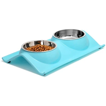 

Double Dog Cat Bowls Premium Stainless Steel Pet Bowls No-Spill Resin Station, Food Water Feeder Cats Small Dogs
