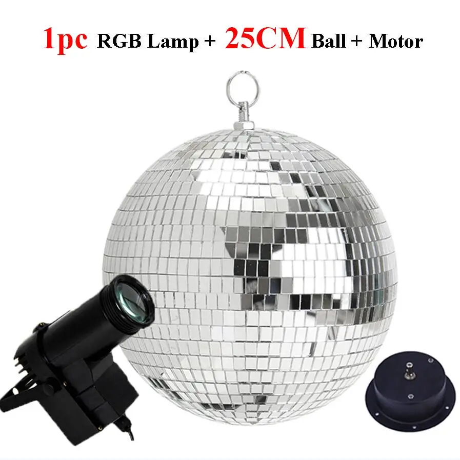 Thrisdar Dia25CM 30CM Disco Mirror Ball Complete Party Kit With 10W RGB LED Pinspot Lamps and Motor KTV Wedding Disco Ball Light - Цвет: 25CM Ball With Lamp