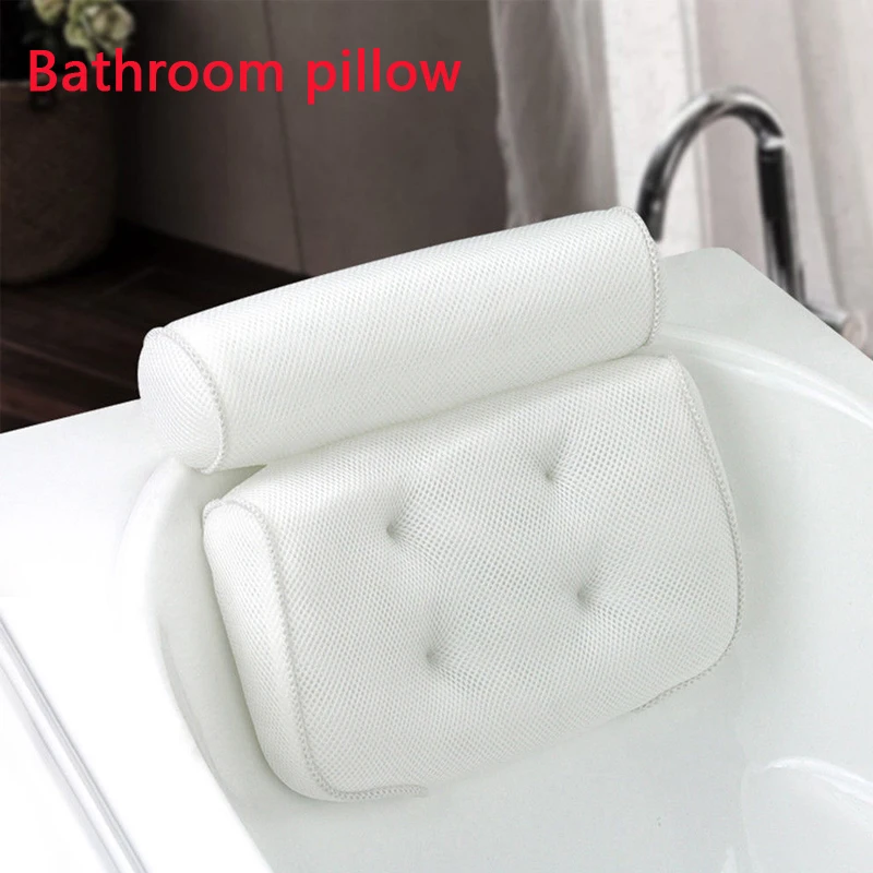 Head Rest Anti-slip Shower Cushion Bathtub Pillow Inflatable Mat Suction Cups 