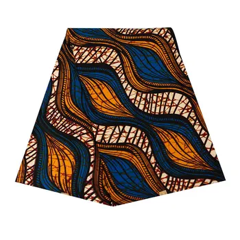 

Orange Blue African Real Wax Fabric For Wedding Party Dress 6Yards Batik Cloth Fabric Ankara Nigerian Veritable Wax Fabric